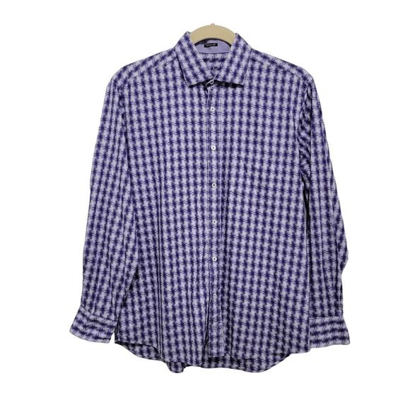 Bugatchi Shirt Purple Pattern Button Down Shirt XL 572 - Picture 1 of 14